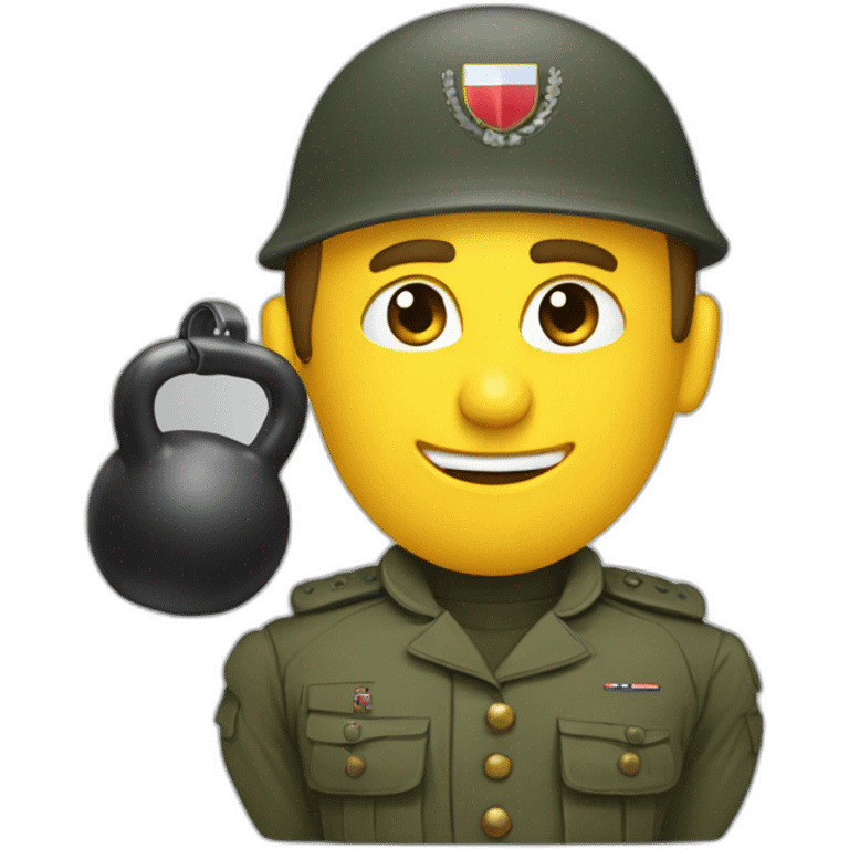 Macron soldier army with kettlebell emoji