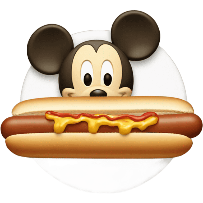 Mickey Mouse eating a hot dog emoji