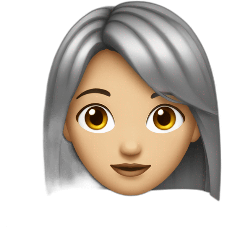 Fille cheveux brun yeux gris emoji