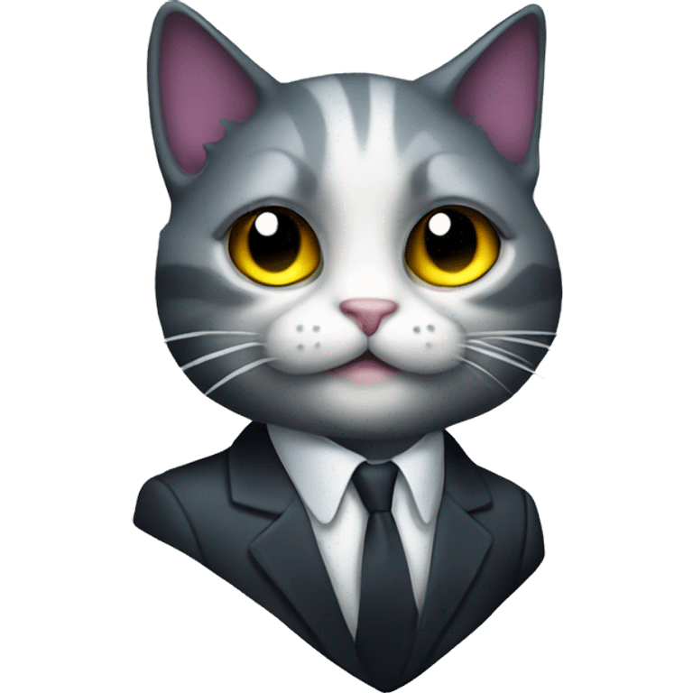 Cat wearing Dark iridescent business suit glowing emoji