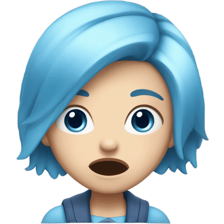 white skin girl with blue hair is shocked emoji