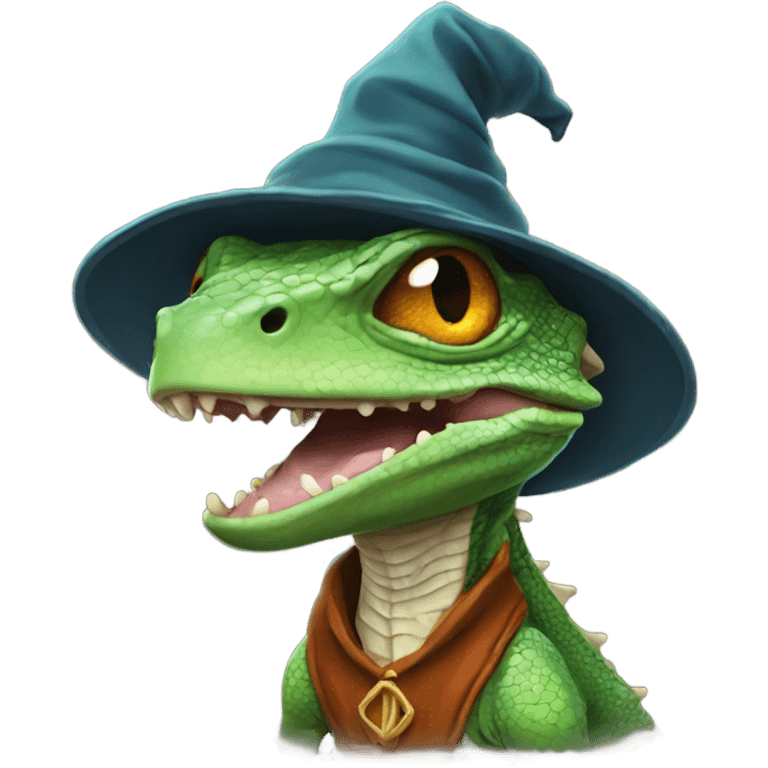 Lizard with wizard hat emoji