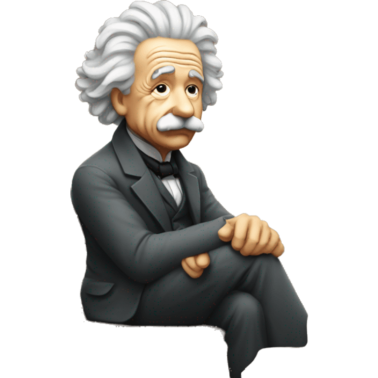 sitting albert einstein lean on hist fist emoji