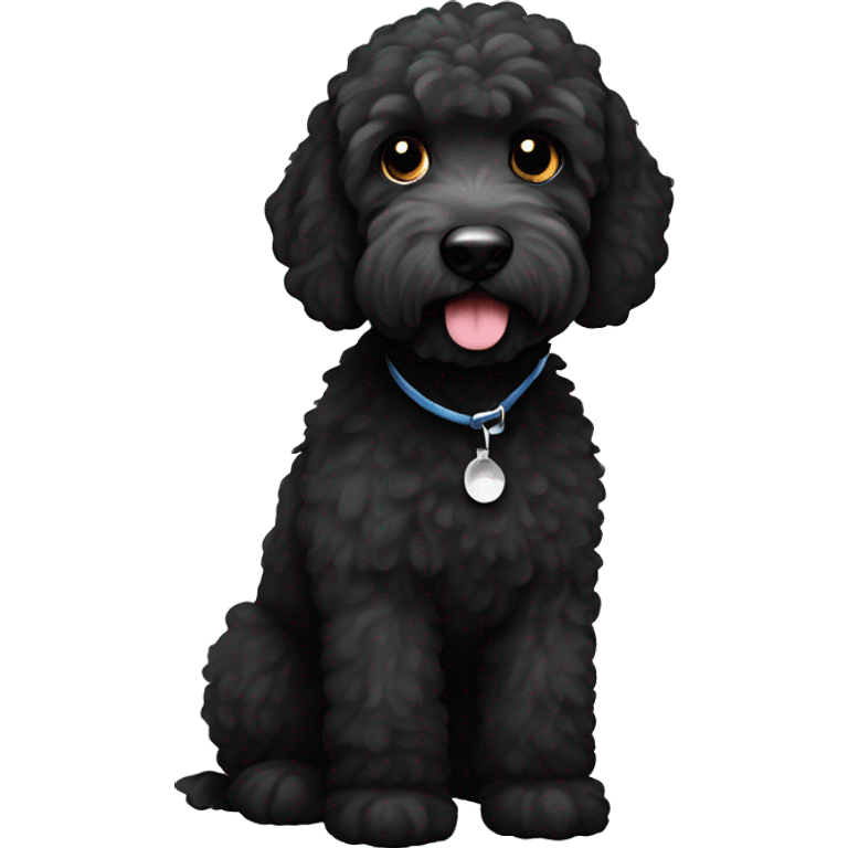 Black labradoodle with white chin emoji