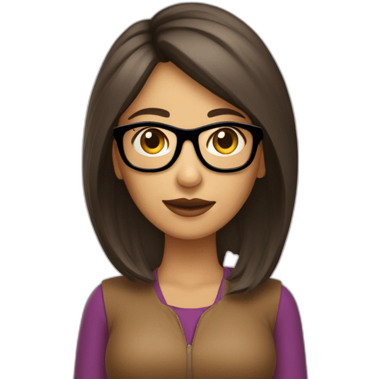 mujer morena con gafas pelo largo emoji