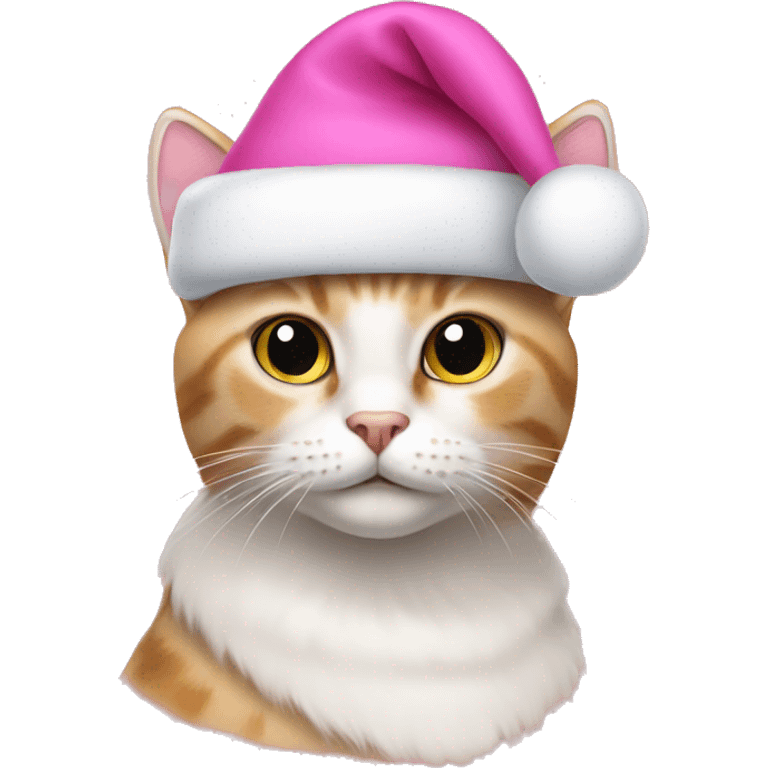 Cat wear pink Christmas hat emoji