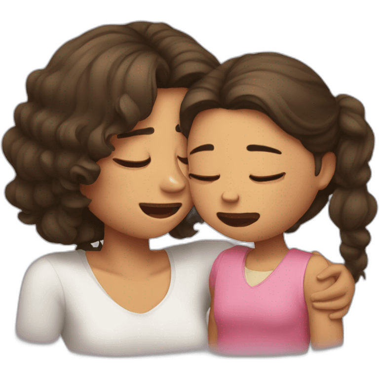 Girl with mom crying  emoji