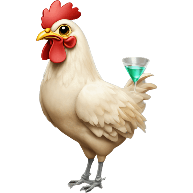 Chicken drinks martini emoji