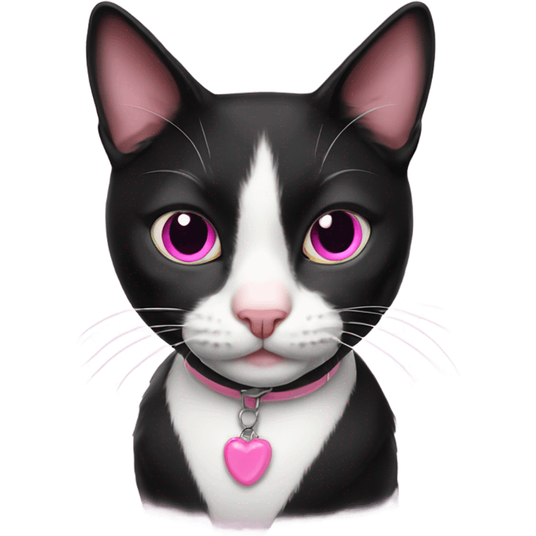 Tuxedo cat with pink nose emoji