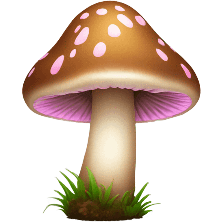 Brown mushroom with pink tip long stem emoji