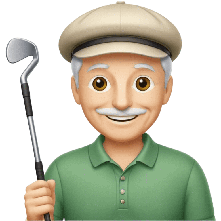 half figure old golf player with golf club emoji