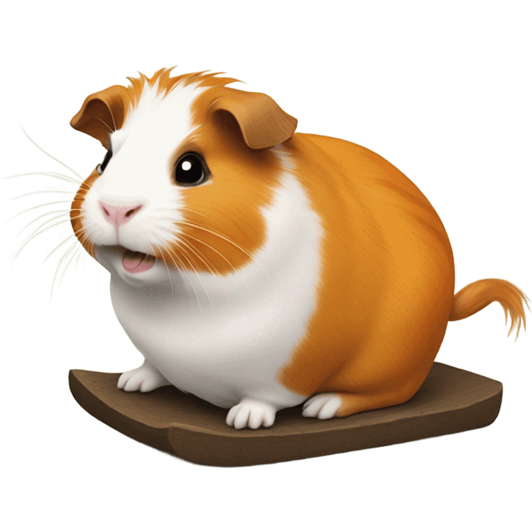 Guinea pig riding a orange cat emoji