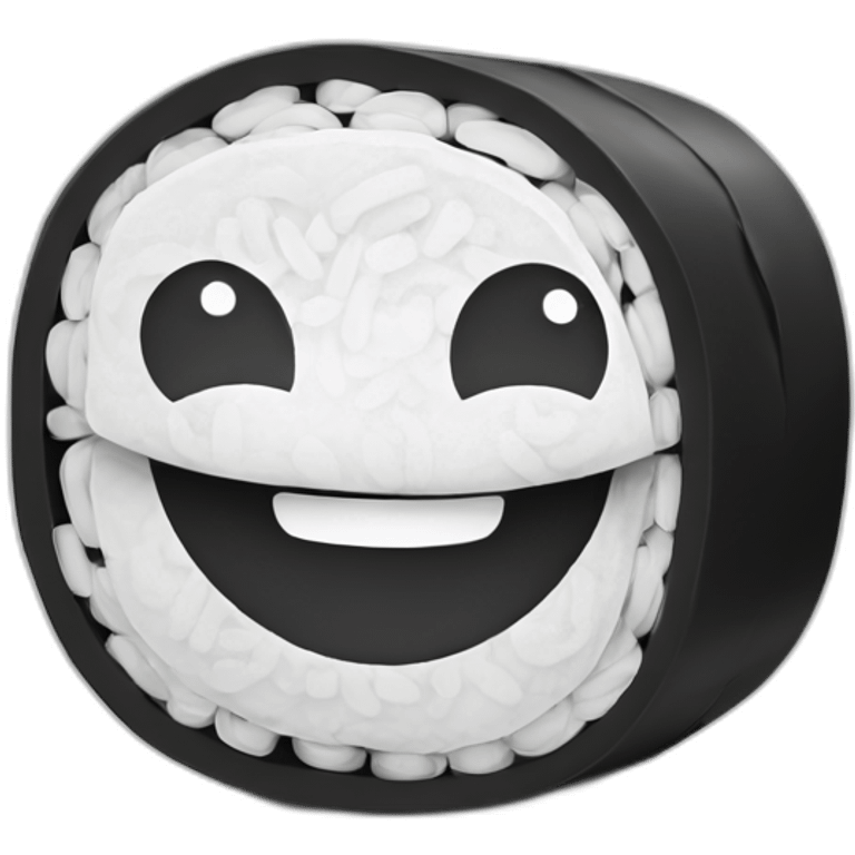 happy sushi roll black and white emoji