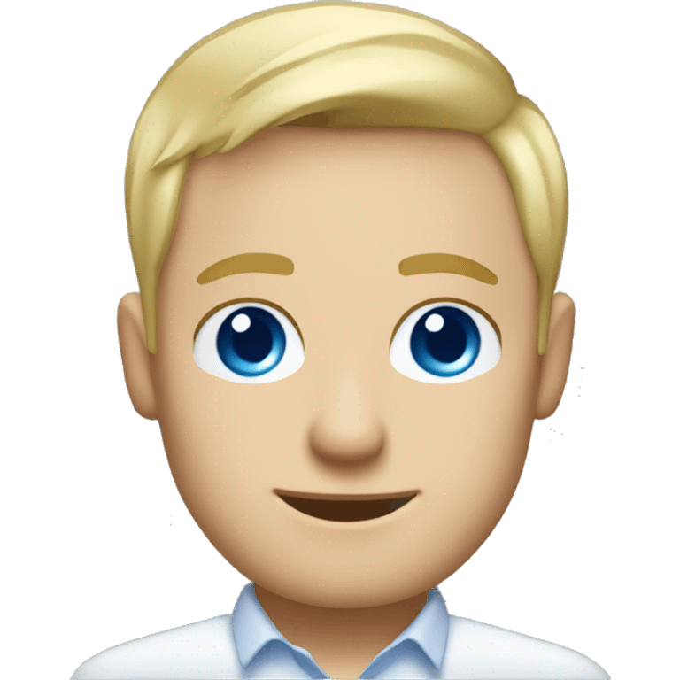 male white blue eye blonde short hair 30 year old gui with a happpy face and an suite Software engineer emoji