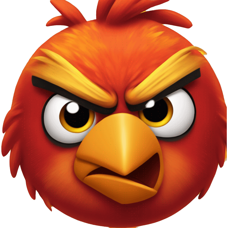 angry bird red but orange-yellow and on fire emoji