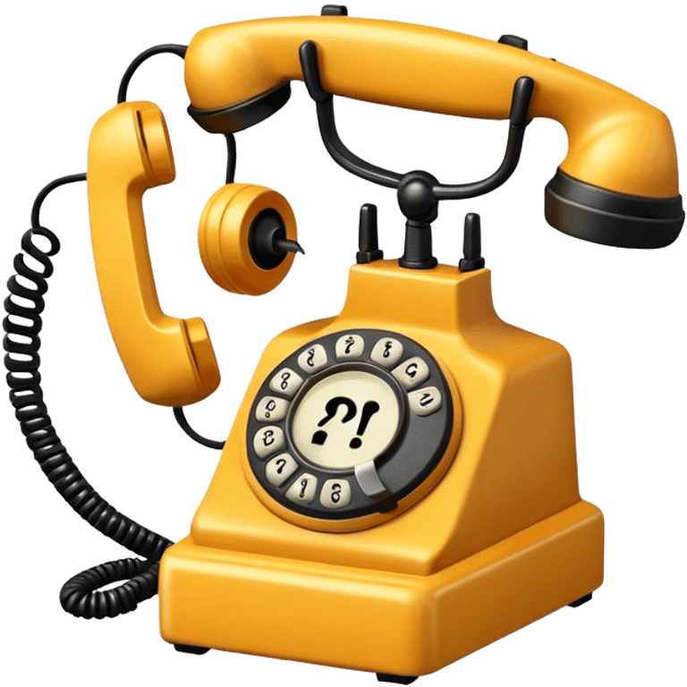 An old phone with a question mark emoji