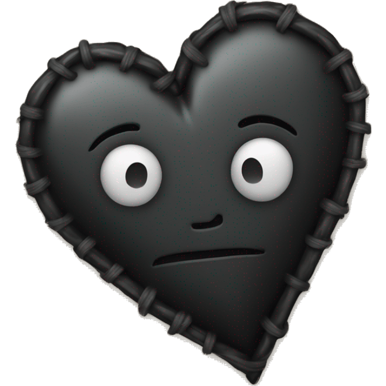 black heart with stitches on it emoji