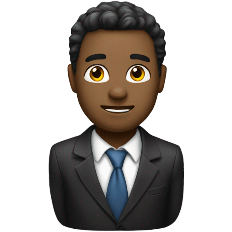 A black and white avatar. Shaped like a man dressed in a suit and tie. emoji