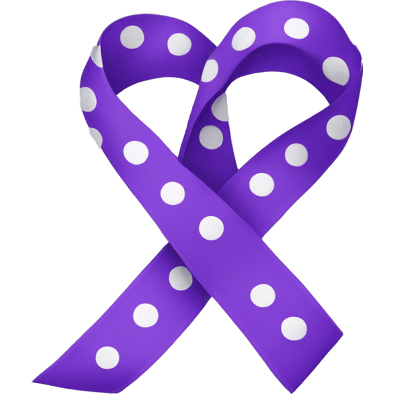 purple reminder ribbon with white polka dots on one side emoji