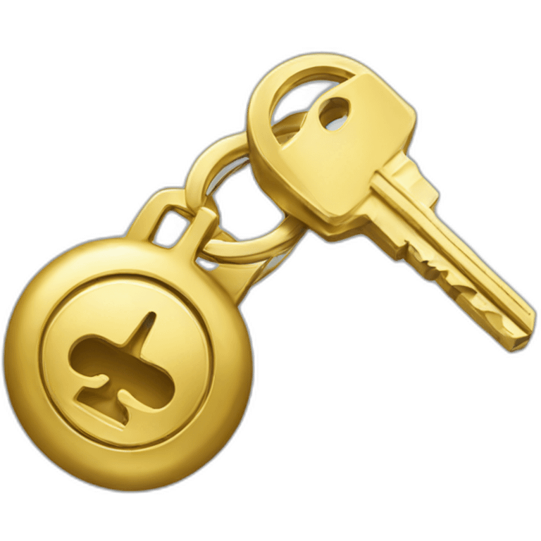 keychain with gold key and a vault emoji