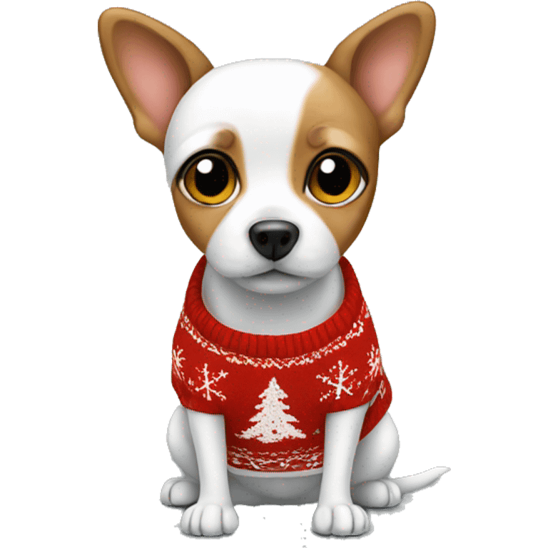 Small dog with Christmas jumper emoji