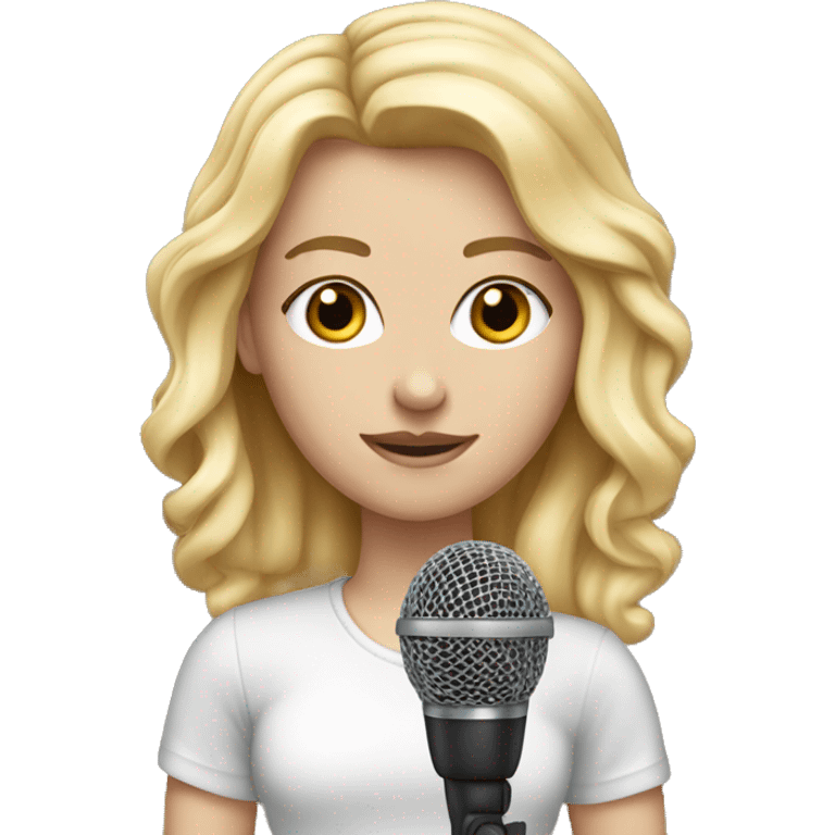 Blonde white girl with a microphone realistic  emoji