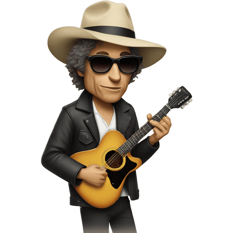 bob dylan with sunglases and guitar emoji