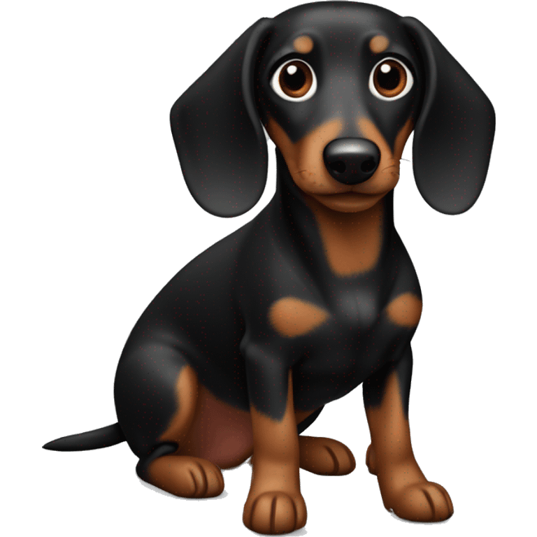 Weenie dog that is black and brown  emoji