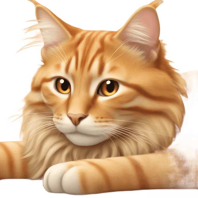 long hair Beige orange tabby sleeping emoji