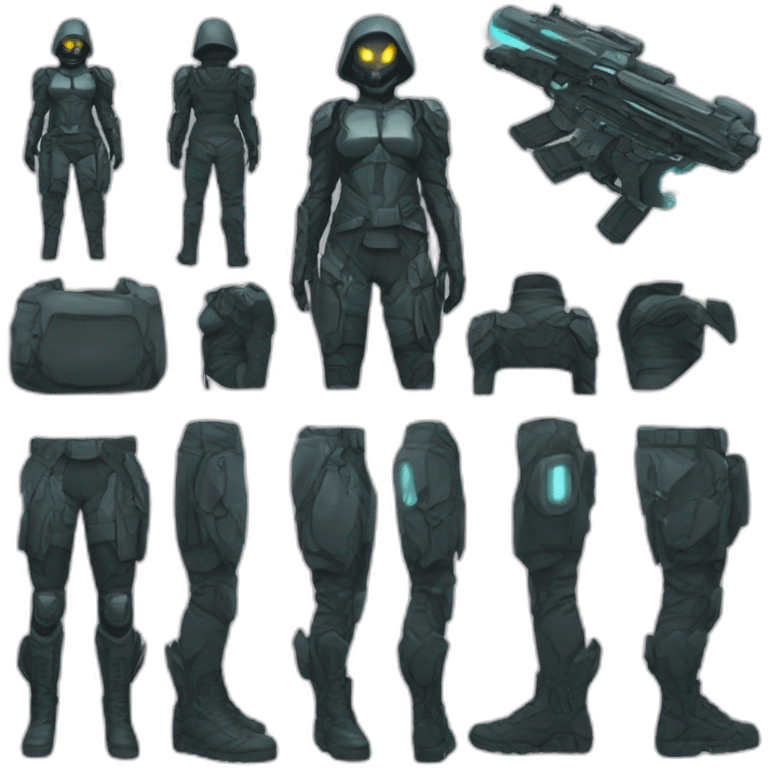 futuristic Phantom squad Infiltration armored pants ghost effect emoji