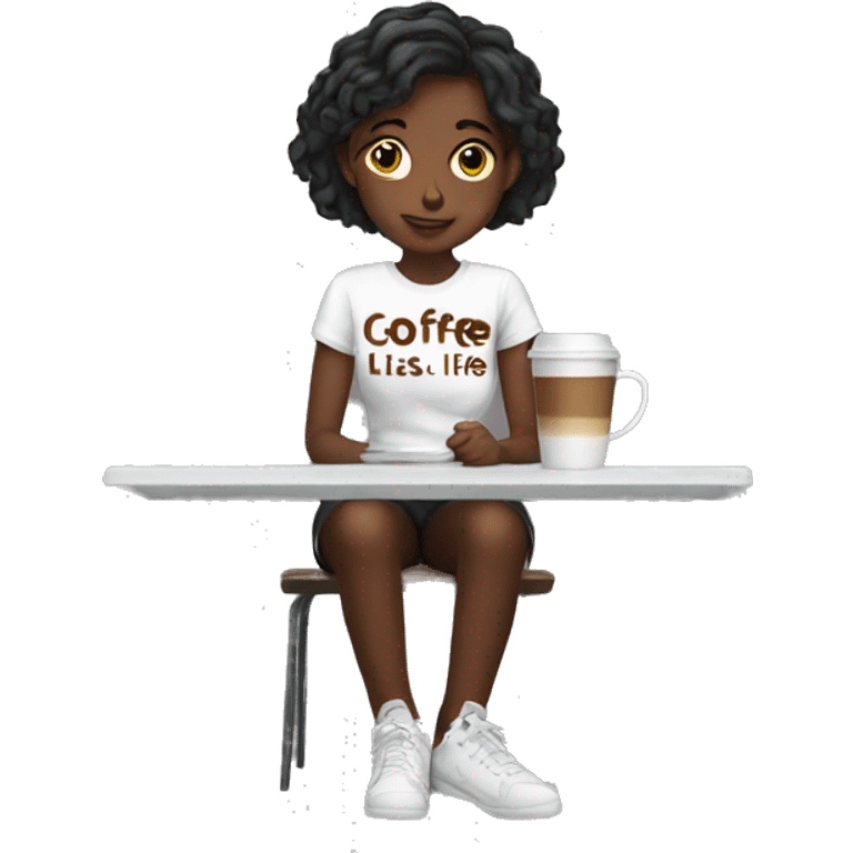 Girl Student with a tshirt Saying Coffee is life  emoji