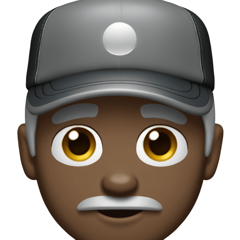 Man with blue eyes gray hair gray goatee wearing ball cap holding black long haired chihuahua emoji