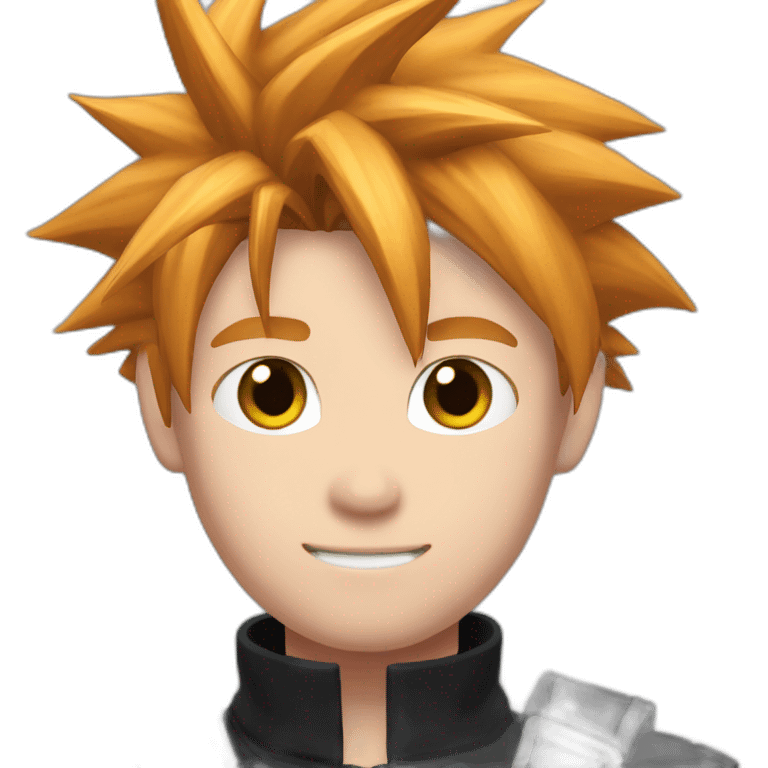 Cloud strife ginger hair. Black clothes full body  emoji