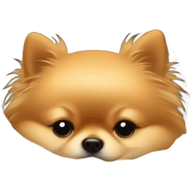 Pomeranian sleeping in dog bed emoji