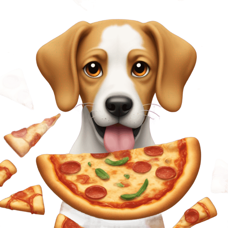 Dog in had eat pizza emoji