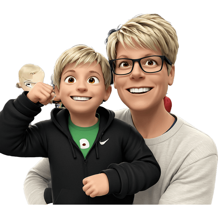 two boys smiling indoors emoji