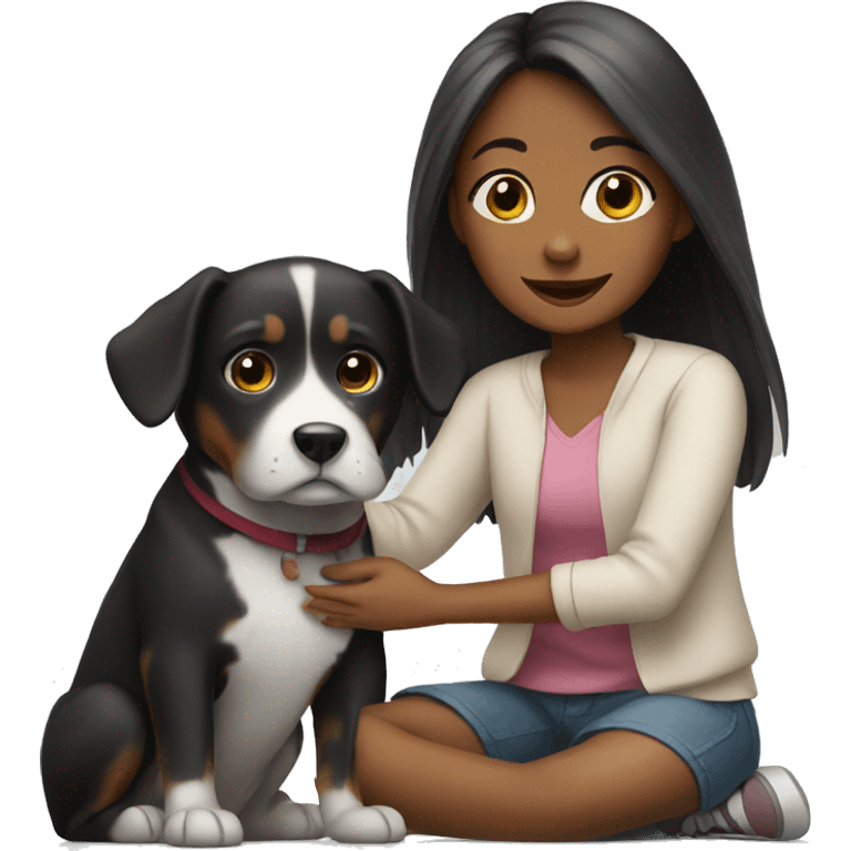 Girl sitting with a dog emoji