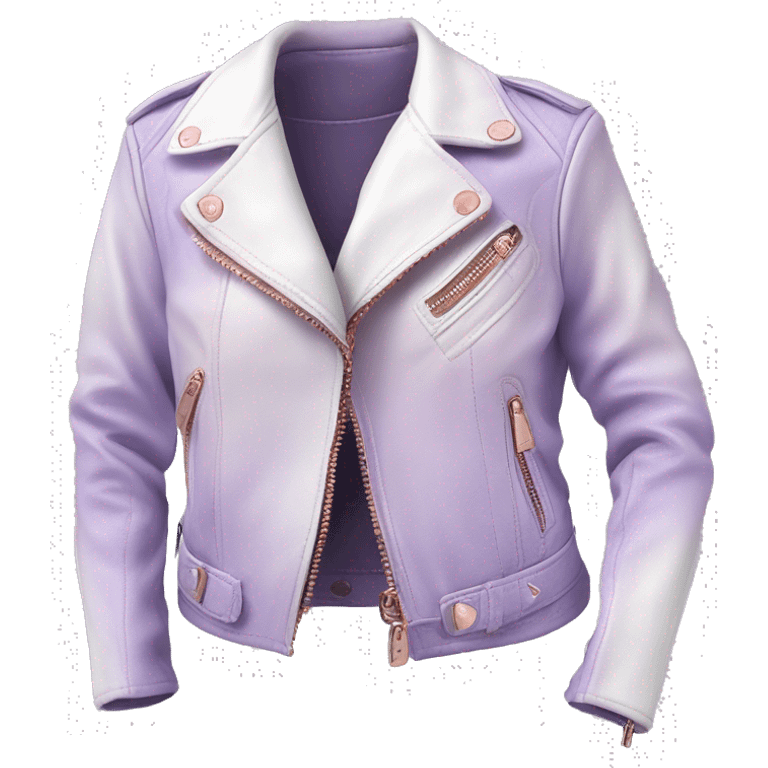 Realistic lavender to white ombre leather jacket with rose gold fasteners isolated.  emoji