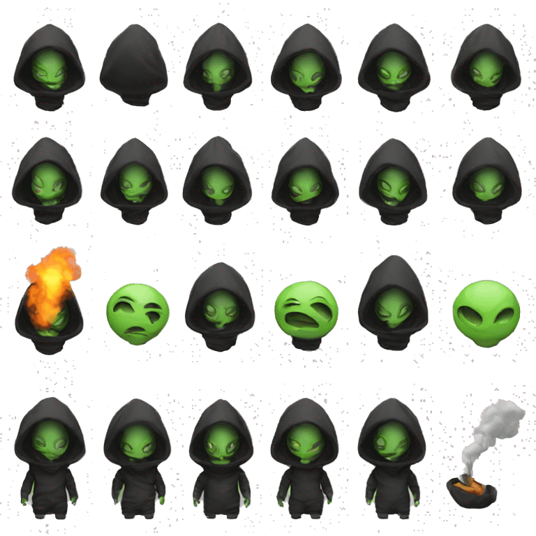 alien smoking, black hoodie emoji