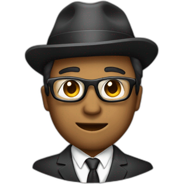 Persona con traje elegante ultilizando un portatil emoji