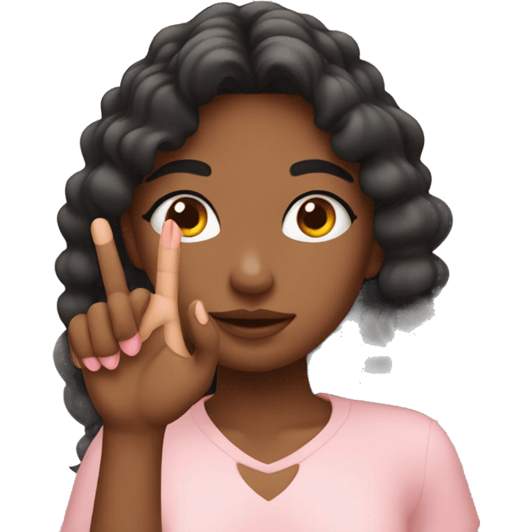 Girl with blush and 2 finger together  emoji