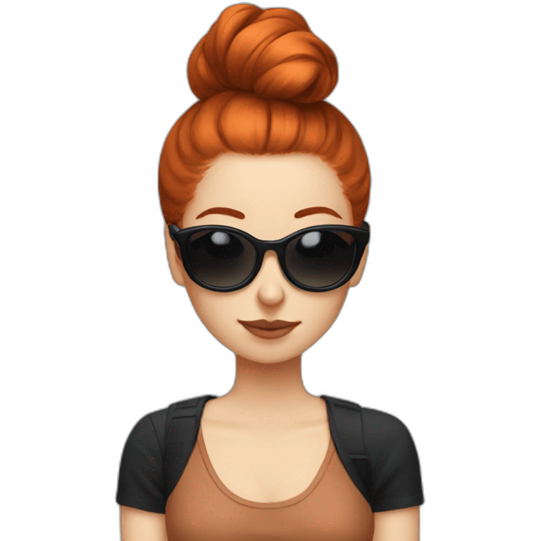 Bad Redhead girl bun Sun glass bun wearing black with cockatiel emoji