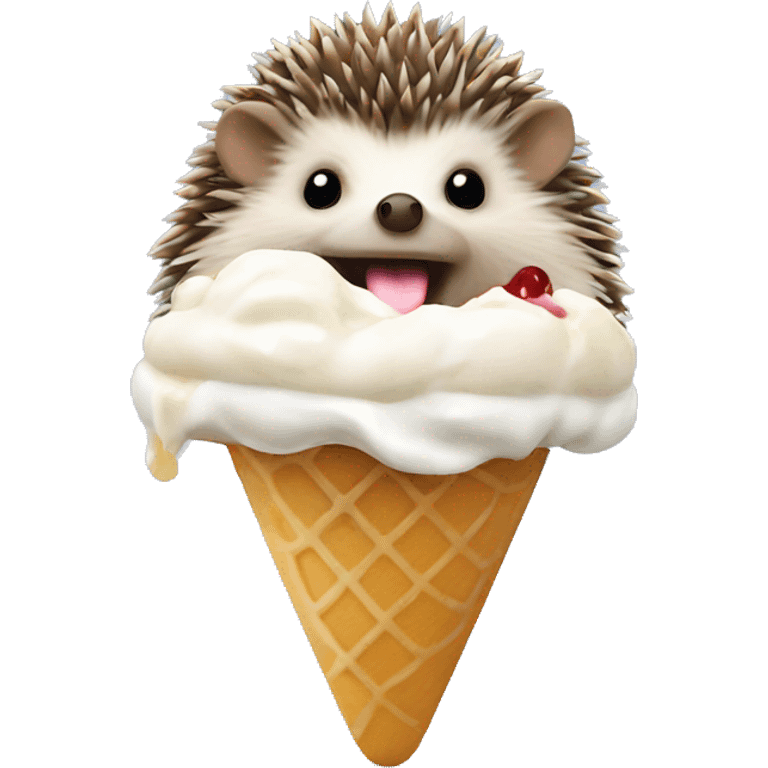 Hedgehog eating ice cream emoji