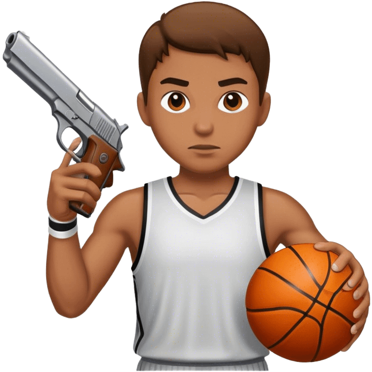 basketball player holding a pistol emoji