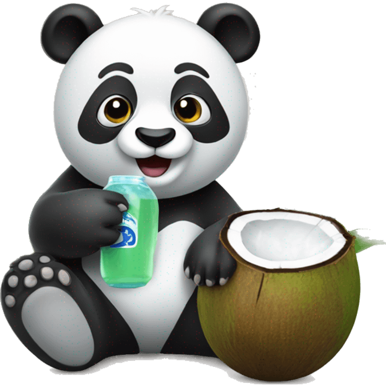 Panda with coconut water emoji