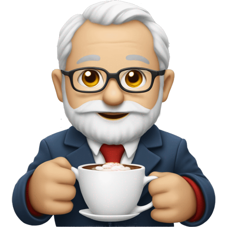 Give me a emoji of a gnome, wearing a suit, drinking hot cocoa emoji