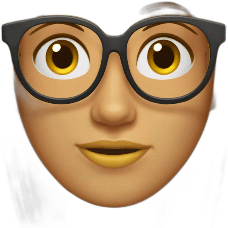 chica colorada con pecas y lentes emoji