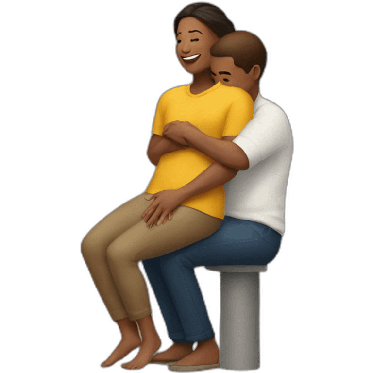 Women sitting on top of the man's shoulder one sisded emoji