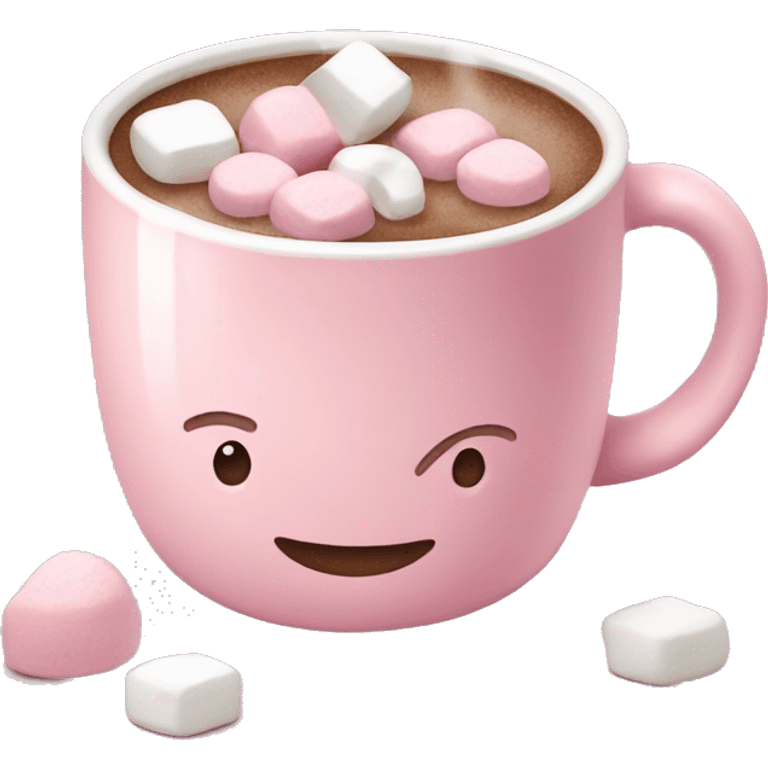 Light Pink mug of hot chocolate with marshmallows  emoji