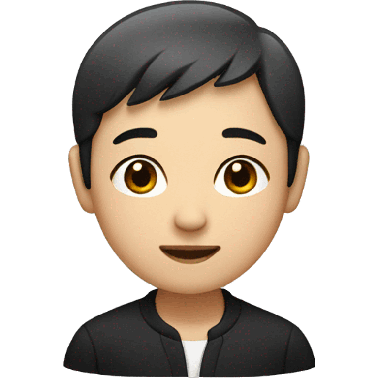 simple asian with black round glass and short hair emoji